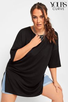 Yours Curve Black Oversized T-Shirt (E02752) | AED105
