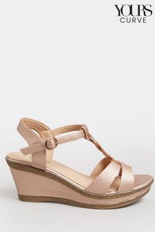 Yours Curve Gold Extra Wide Fit Cross Strap Wedges Heels (E02790) | €56