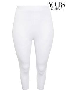 Yours Curve White Lace Stretched Cropped Leggings (E02805) | €25
