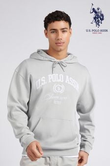 U.S. Polo Assn. Mens Classic Fit Grey Premium Graphic Hoodie (E02809) | 371 QAR