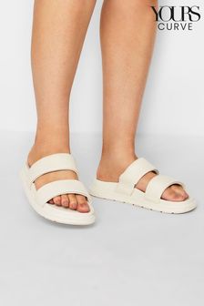أبيض - Yours Curve Extra-wide Fit Two Strap Colour Drench Sandals (E02860) | 133 د.إ