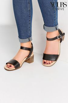 Yours Curve Black Extra Wide Fit Strappy Low Heel Sandals (E02864) | ￥5,990