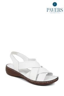 白色 - Pavers Leather Cross Strap Sandals (E02984) | NT$2,100