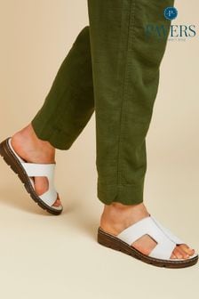Белый - Pavers Leather Slip On Sandals (E02986) | €53