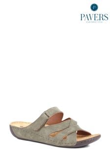 Pavers Green Ladies Touch Fasten Mules (E03001) | OMR16
