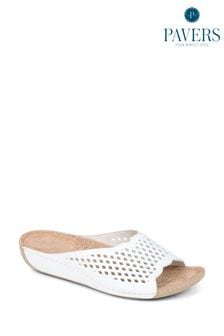 Pavers Perforated Mule White Sliders (E03017) | ₪ 151