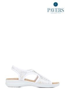 Pavers Pull-On White Sandals (E03035) | LEI 209
