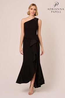 Adrianna Papell Studio Beaded Knit Crepe Black Dress