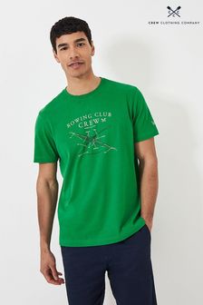 Crew Clothing Company Green Printed Rowing Club Graphic T-Shirt (E03109) | LEI 173