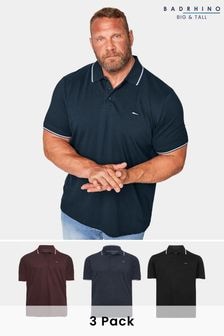 BadRhino Big & Tall Blue 100% Cotton Tipped Core Polo Shirt 3 Pack (E03117) | $33