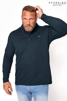 BadRhino Big & Tall Blue 100% Cotton Long Sleeve Core Polo Shirt (E03121) | $38