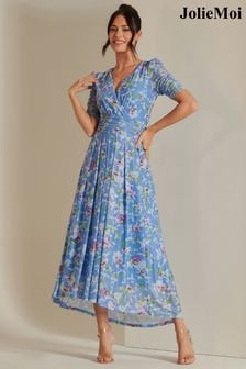 Jolie Moi Ruched Sleeve Maxi Dress (E03822) | 414 ر.س