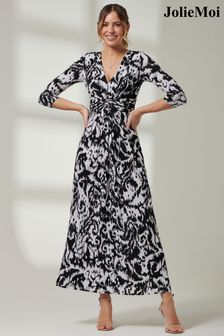Jolie Moi Front Knot Abstract Maxi Dress (E03832) | 328 LEI