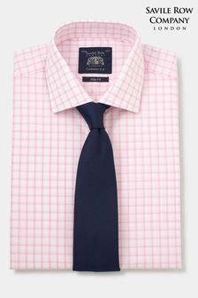 The Savile Row Company Slim Fit Pink Double Cuff Row Check Shirt