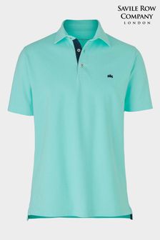 The Savile Row Company Spearmint Green Cotton Short Sleeve Polo Shirt
