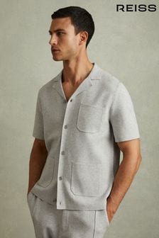 Reiss Monk Knitted Cuban Collar Shirt (E04237) | $251