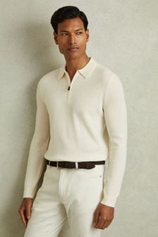 Reiss Off White Regis Wool Half-Zip Polo Shirt (E04273) | 181 €