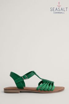Seasalt Cornwall Green Beechwood Leather Sandals (E04305) | LEI 290