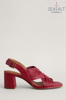 Seasalt Cornwall Pink Faerystone Mid Heel Leather Sandals (E04307) | MYR 516