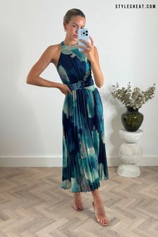 Women s Style Cheat Blue Pleated Dresses Next Luxembourg