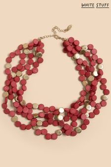 White Stuff Red Multi Layer Cluster Necklace