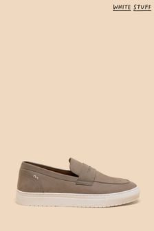 White Stuff Grey Lenny Leather Loafers (E04483) | 434 QAR