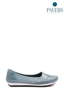 Pavers Blue Leather Slip On Shoes (E04513) | OMR22