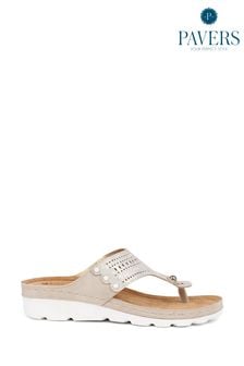 Pavers Natural Pavers Leather T Bar Black Sandals (E04514) | $51