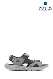 Pavers Wide Fit Grey Adjustable Sandals (E04517) | $64