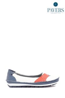Pavers Blue Leather Slip On Shoes (E04521) | $78
