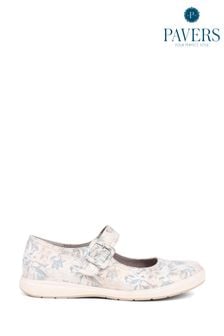 Pavers Touch Fasten Mary Janes White Shoes (E04531) | 209 LEI