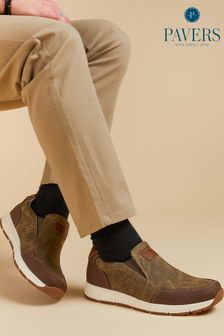 Коричневые кроссовки-слипоны для широкой стопы Pavers (E04537) | €55