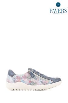 Pavers Blue Floral Lace-Up Trainers