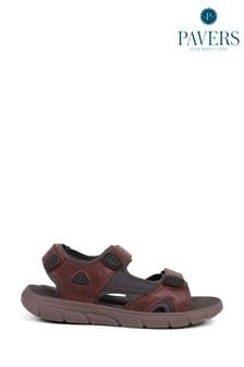 Pavers Wide Fit Adjustable Brown Sandals (E04563) | €63
