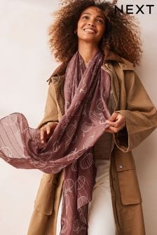 Pink Pumpkin Print Lightweight Scarf (E04785) | $21