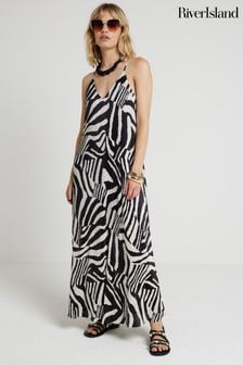 River Island Zebra Print V-neck Maxi Dress (E05090) | 255 د.إ