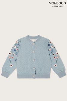 Monsoon Blue Chambray Embroidered Bomber Jacket (E05364) | €45 - €51