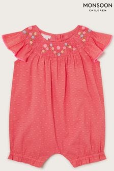 Monsoon Baby Dobby Embroidered Romper