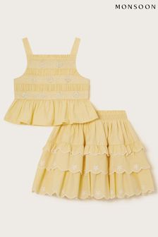 Monsoon Yellow Daisy Top and Skirt Set