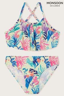 Monsoon Natural Palm Print Frill Bikini Set (E05374) | €25 - €28
