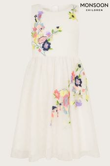 Monsoon Natural Fiorella Embroidered Scuba Dress (E05381) | €60 - €74