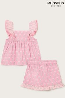 Monsoon Pink Floral Woodblock Pyjama Set (E05382) | €29 - €34