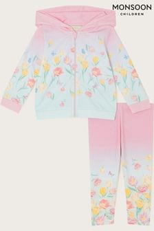Monsoon Pink Baby Floral Ombre Hoodie Set (E05389) | €42 - €48