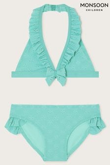 Monsoon Blue Broderie Triangle Bikini Set (E05394) | $29 - $35