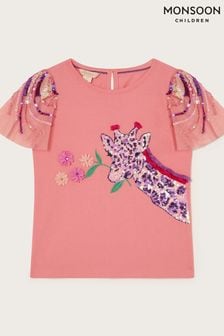 Monsoon Pink Giraffe Embellished T-Shirt (E05418) | 127 SAR - 155 SAR