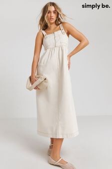 Simply Be Natural Midaxi Pocket Detail 100% Cotton Apron Dress (E05582) | $86