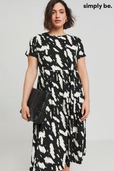Simply Be Black Supersoft Pocket Midi Dress (E05584) | Kč1,150