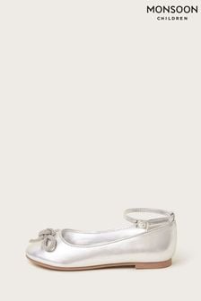 Monsoon Silver Bow Embellished Ballet Flats (E05717) | €31 - €35