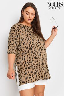 Yours Curve Cream Oversized Leopard Print Top (E05848) | AED122