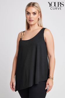 Yours Curve Black Limited Collection Metal Trim Ribbed Vest Top (E05869) | $46